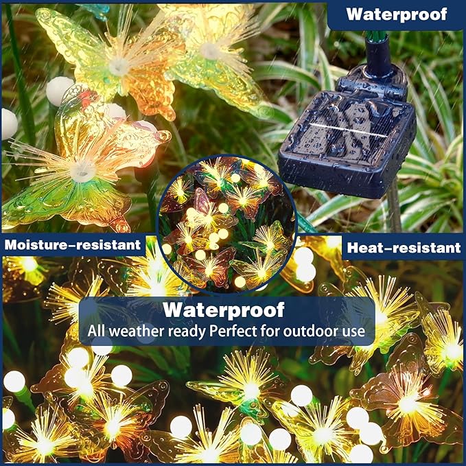 TONULAX Solar Firefly&Butterfly Garden Lights - Outdoor Light for Yard Decoration, Larger Solar Panel, Waterproof LED Garden Lights for Pathway&Holiday Decor (2pack)