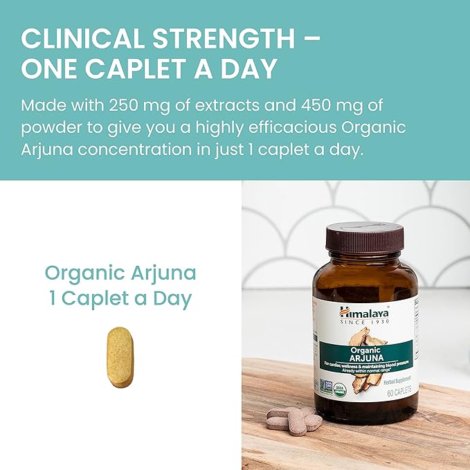 Himalaya Organic Arjuna Herbal Supplement, Cardiovascular 700 mg, 60 Plant-Based 60 Day