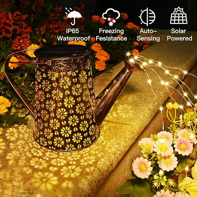 Solar Watering Can with Lights,Solar Outdoor Garden Decor Waterproof Large Hanging Lantern Landscape Lights Outside Decorations for Yard Clearance Porch Patio Pathway Gardening Gift
