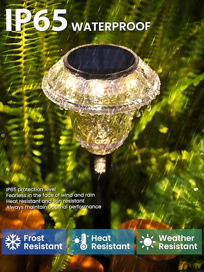 SOLPEX Solar Pathway Lights Garden Decor for Yard, Garden Lights Solar Powered Waterproof Landscape Lighting, Solar Outdoor Lights Porch Decor for Path Walkway Driveway (6 Pack Warm White)