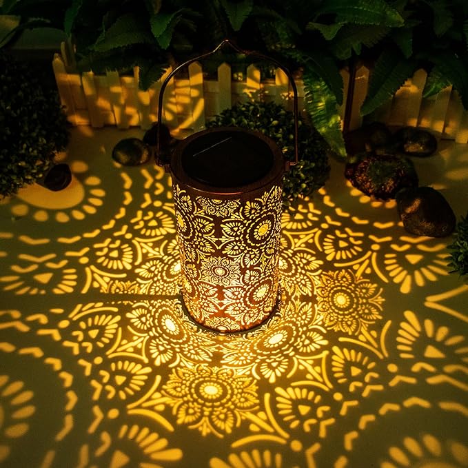Solar Lanterns Outdoor Hanging Lantern Lights,Sunflower Metal Decor Lanterns-Waterproof LED Decorative Light for Garden Patio Yard Lawn Backyard Front Porch as Gifts for Mom Grandma Women