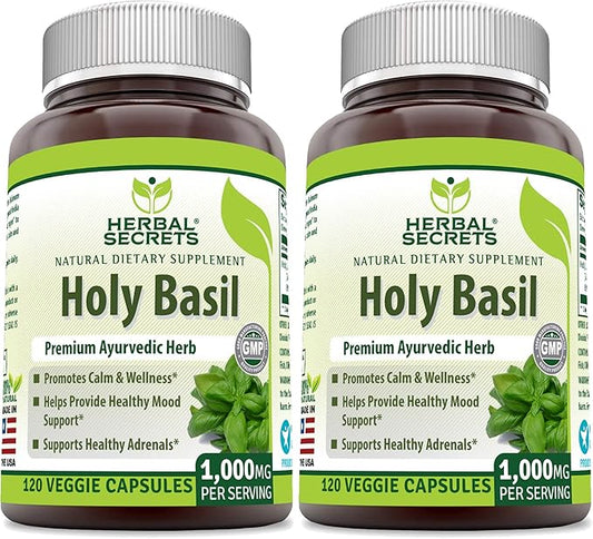 Herbal Secrets Holy Basil 1000 Mg (120 Count 2 Pack)