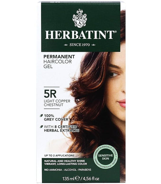 Herbatint Permanent Haircolor Gel, 5R Light 100% Grey 4.56 oz