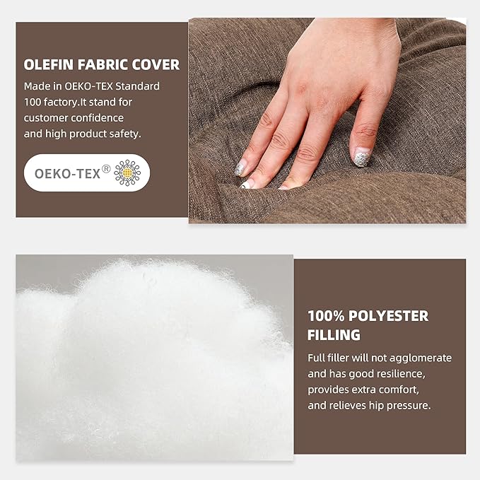 RACE LEAF 17" x 17" Patio Chair Seat Pads Brown - Outdoor/Indoor Patio Cushions Set of 2 - Replacement Cushions for Chairs and Seating - Olefin Seat Pads for Porch, Deck, and Garden Seats