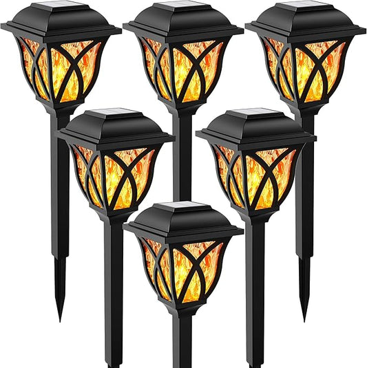 Solar Lights Outdoor, Solar Torch Lights with Flickering Flame, Solar Powered Outdoor Decorations Waterproof, Tiki Torches for Garden Yard Path Patio Porch Outside Decor (6 Pack)