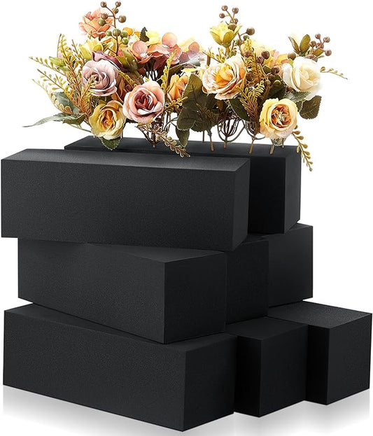 Lallisa 4 Pcs Reusable Floral Foam Blocks 9 x 3 x 3 Water Weather Resistant Dry Floral Foam for Artificial Flower Arrangements Outdoor Flower Boxes Outside Hanging Planters Wedding Home Decor (Black)