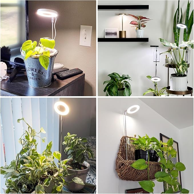 Grow Lights for Indoor Plants,Full Spectrum Plant Lights for Indoor Growing with with 3/9/12H Timer, 3 Color Modes, 10 Brightness, 6.5"-26" Height Adjustable Small Grow Light, 2 Pack(3.4in)