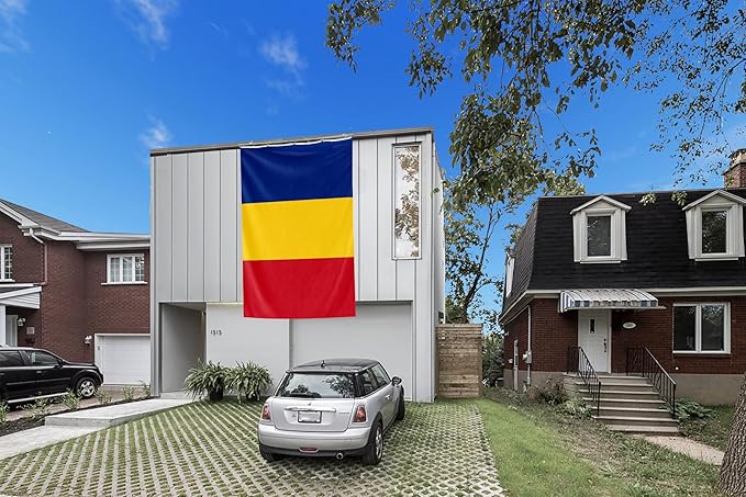 Romania Extra Large Flag 8x12FT Giant Romanian National Polyester Banner With 3 Grommets Fade Resistant Vivid Color For Patriotic Festival Events Party Decoration (Romania, 8x12FT)
