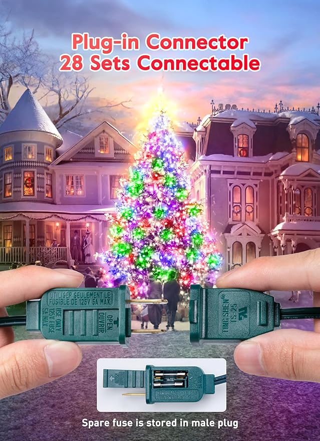 Multicolor C7 LED Christmas String Lights, 25FT C7 Vintage Christmas Lights with 26 Bulbs(1 Spare), Commercial Connectable Christmas Tree Lights for Xmas Holiday Roofline Garden Wedding Decor