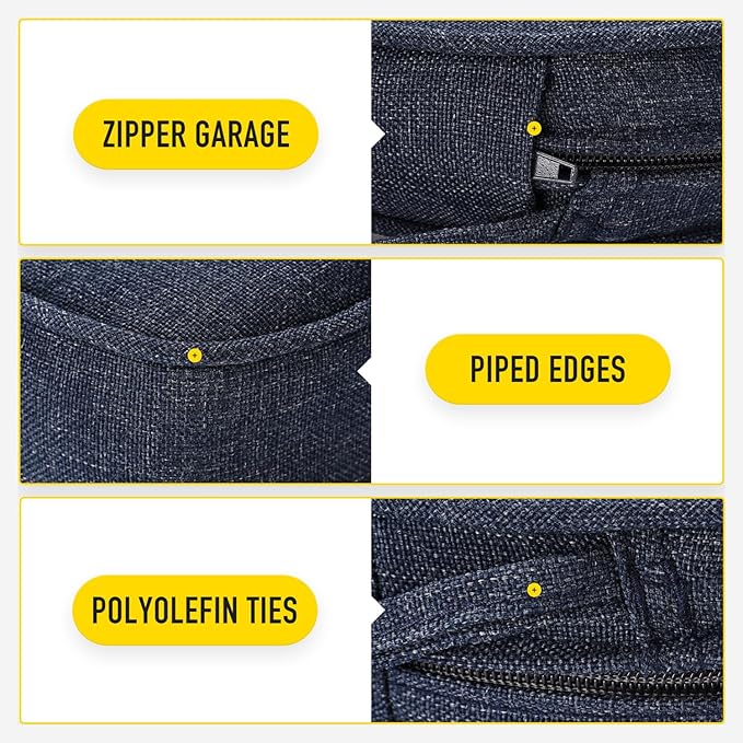 SUNROX Gel Memory Foam Chair Cushions, FadeShield Water-, Stain-Resistant Durable Reversible Seat Cushion Pads with Ties for Indoor/Outdoor Kitchen Dining Office, 19"x19", Set of 2, Heather Indigo