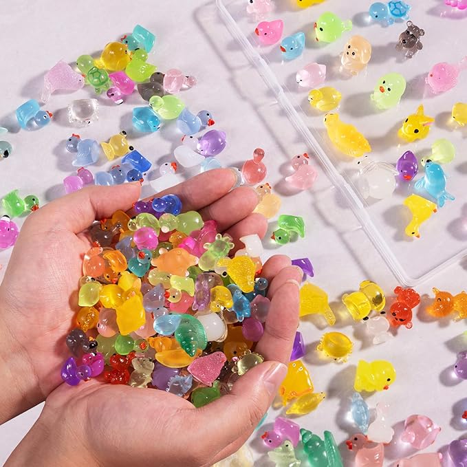 Tiny Resin Animals Figures to Hide 120 Pcs Mini Resin Animals Bulk for Miniature Fairy Garden Accessories Micro Landscape Aquarium Potted Decoration