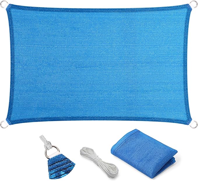 Eden's Decor Straight Flat-Edged Sun Shade Sail Rectangular 5' x 20' Blue UV-Blocking Outdoor Canopy Fabric Cloth Awning for Pergola Patio Garden Backyard Custom Size