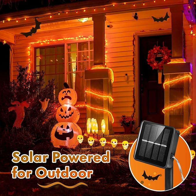 Twinkle Star 4 Pack Outdoor Solar String Lights, Total 160FT 480 LED Solar Powered Christmas Decorative Fairy Lights with 8 Modes, Waterproof Light for Xmas Patio Yard Wedding Party, Orange