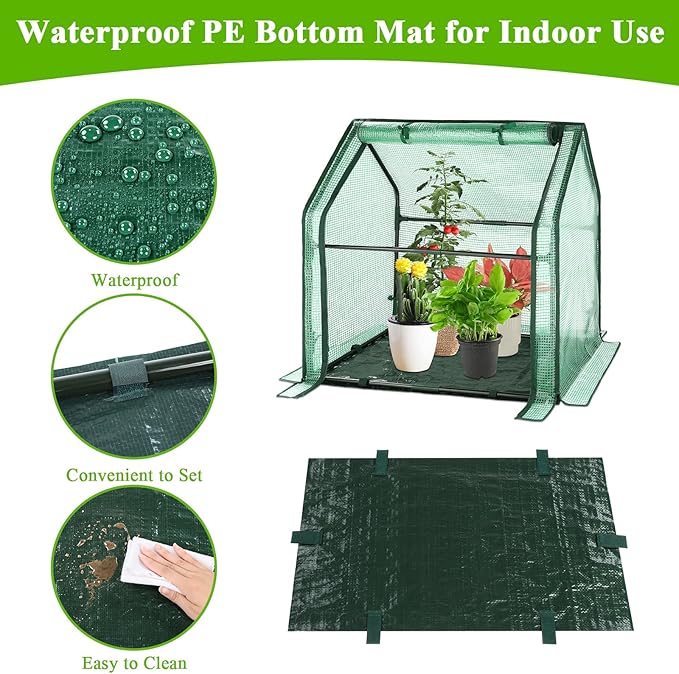 U'Artlines Portable Mini Greenhouse Small Green House with Waterproof Pad 36x18x33 Inch Plant Cover Tent for Garden Small Plants Indoor Outdoor, Green PE