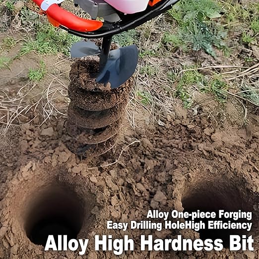 Heavy-Duty 2" Earth Auger Drill Bit - 31.5" Long Carbon Steel Spiral Bit Post Hole Digger for Planting Trees, Fence Posts, Deck & Patio Gardening & DIY Projects - Fits 3/4" Drill Heads