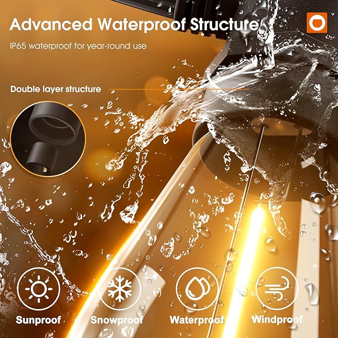 addlon 150FT(3-Pack*50FT) LED Outdoor String Lights with Edison Shatterproof Bulbs, Heavy-Duty and Weatherproof Strand, Commercial Grade Patio Lights, Decorative for Garden or Patio, Black