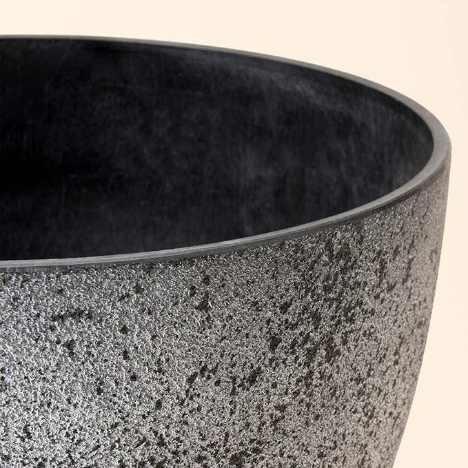 LA JOLIE MUSE 14.2/11.3/8.6 Inch Planters,Set of 3 Indoor/Outdoor Round Planters,Grey Tree Planters,Plant Container with Drain Holes,Flower Pots for Patio and Deck