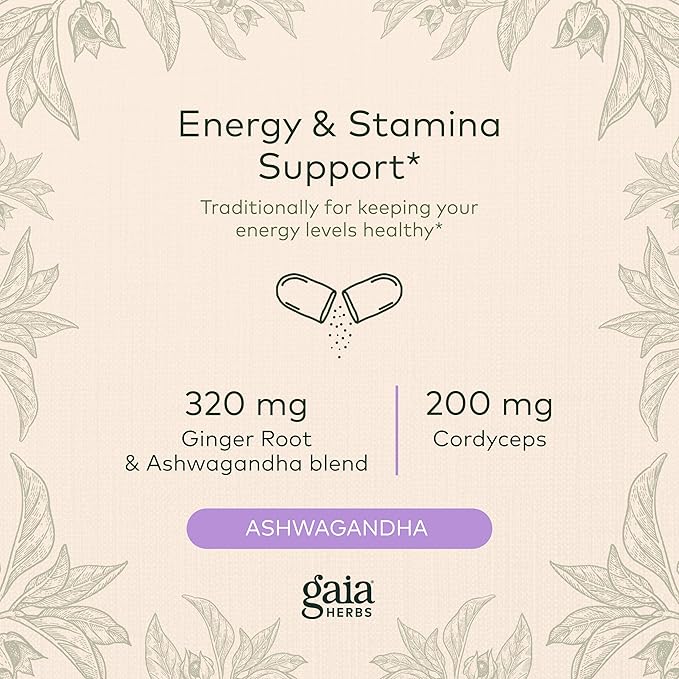 Gaia Herbs Adaptogen Performance Mushrooms & Herbs 60 Organic (30-Day Supply)