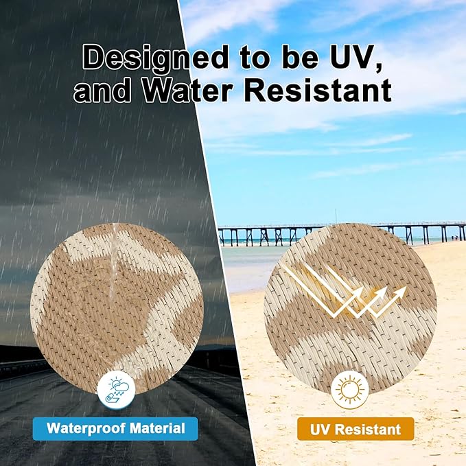 HEBE Outdoor Rug Waterproof 8x10, Plastic Straw Rug Camping Rug, Reversible Outdoor Patio Rugs RV Mat Clearance, Indoor Outside Floor Carpet for Porch,Deck,Camper,Balcony,Backyard