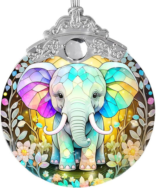 Stained Glass Suncatcher, Jocidea Elephant Ornament, Christmas Ornaments, Holidays Ornaments, Christmas Tree Decor, Elephant Decor for Home, Elephant Gifts