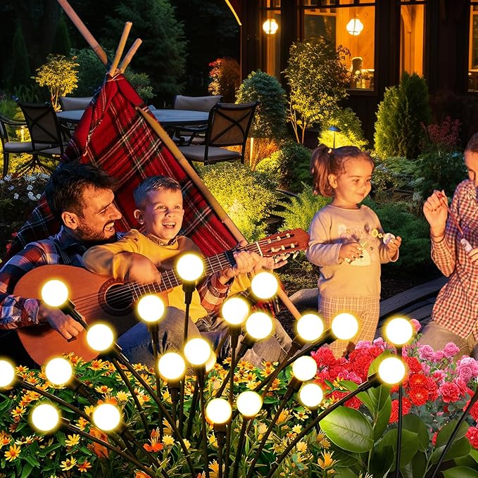 Solar Lights Outdoor (4 Pack-40 LEDs)，Waterproof Garden Fairy Swaying Firefly Lights ，Gifts for Outdoor Decorations，Suitable for Patio, terraces, lawns and Paths