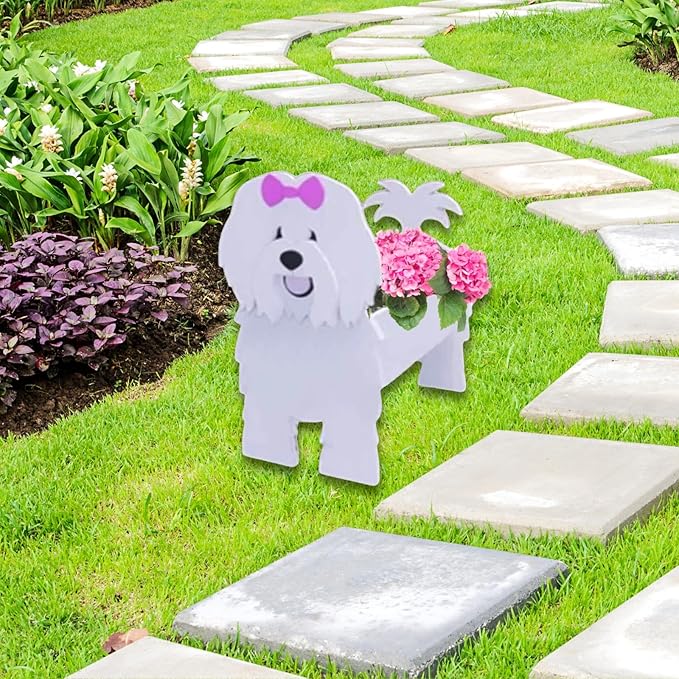 Cotton Veil Dog Planter Plant Pots,Cute Garden Dog Flower Planter,Dog Planters Birthday Gifts for Women,Office,Indoor/Outdoor Decor（9.45 * 9.02 * 13.39in）