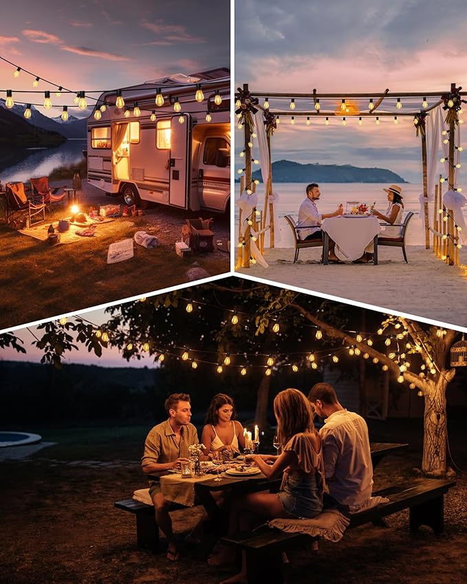 150FT Outdoor String Lights LED, 45+3 S14 Bulbs Shatterproof, IP54 Waterproof Dimmable for Large Outdoor Events, Resorts, Hotel Lighting - Commercial Grade Connectable