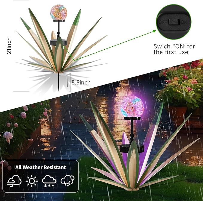 Tequila Rustic Sculpture Metal Yard Decor Hand Painted Metal Agave Garden Statue Green