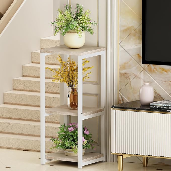Plant Stand Indoor Corner Tall 3 Tier Metal Modern Flower Storage Plant Stands Holder for Living Room Balcony Garden,White (3 Tier-White)