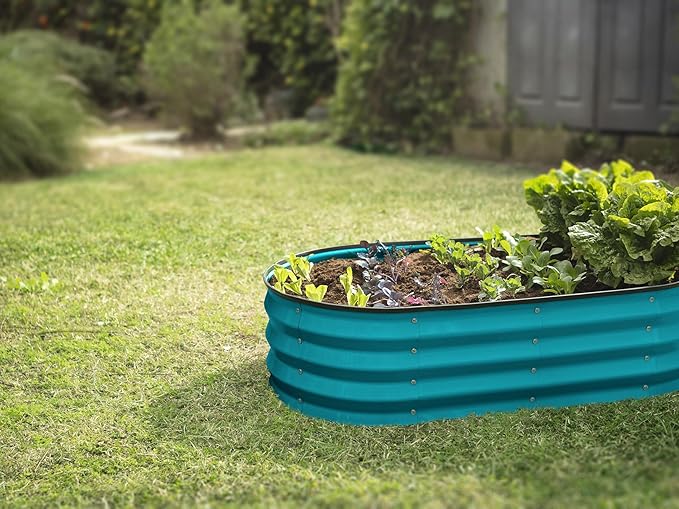 Galvanized Raised Garden Beds Outdoor // 4×2×1 ft Planter Raised Beds for Gardening, Vegetables, Flowers // Large Metal Garden Box (Turquoise)