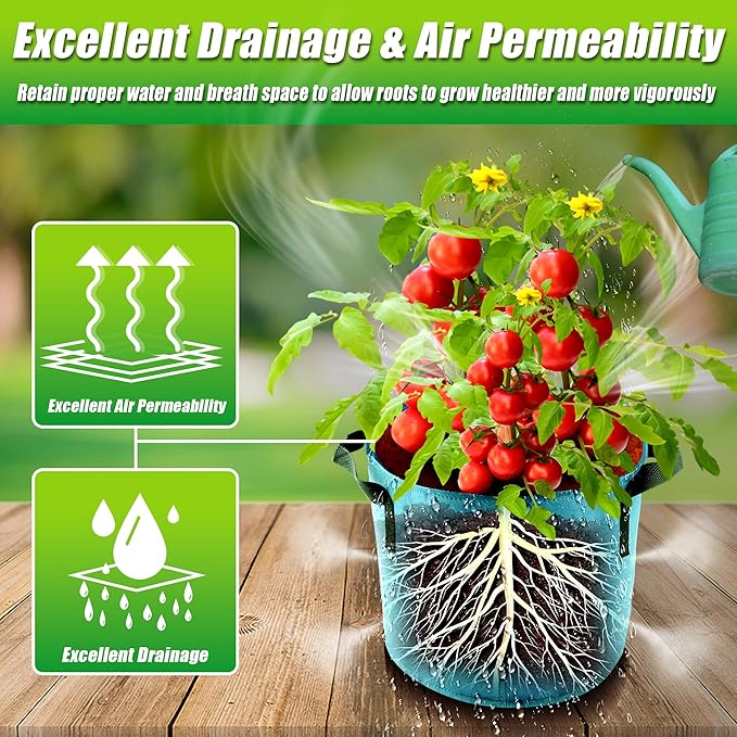 10 Gallon Grow Bags, 7 Pack Colorful Fabric Plant Pots with Handles for Garden and Outdoor Planting