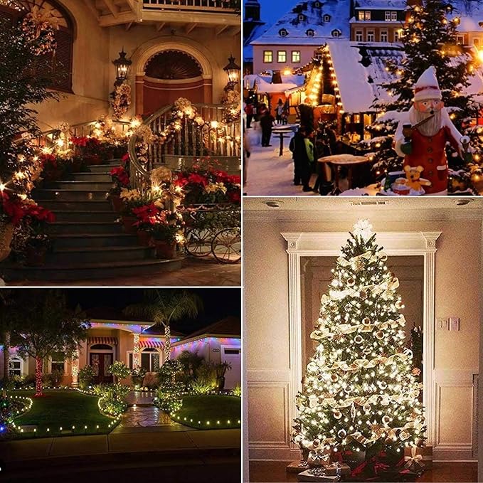 C9 Clear Christmas String Light Set, 100 Feet Vintage Christmas Tree Lights, Outdoor Roofline String Lights with 100 Clear Bulbs for Patio Garden Holiday Indoor Home Decorating, Not Connectable