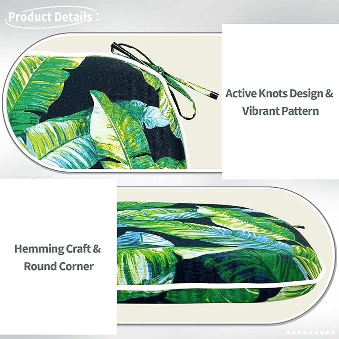 Indoor/Outdoor Chair Cushions 16x17 Inch, Patio Chair Cushions with Ties, All Weather Seat Cushions for Patio Furniture Home Garden Chair Use, Set of 4, Hanalei Lagoon