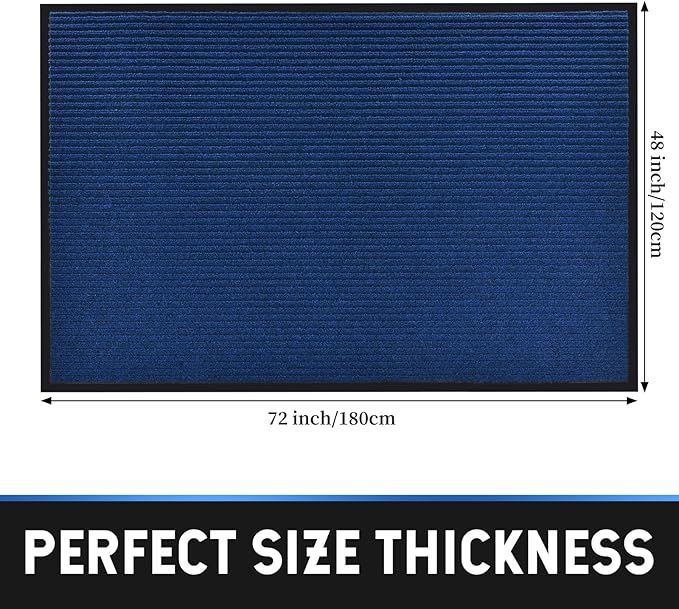 Profile Rubber Door Mat, 72x48inch, Heavy Duty, Entrance Doormat, Indoor and Outdoor, Waterproof, Easy Clean Shoe Scraper, Home Rug Welcome Mats for Entryway, Patio, Porch(Blue)