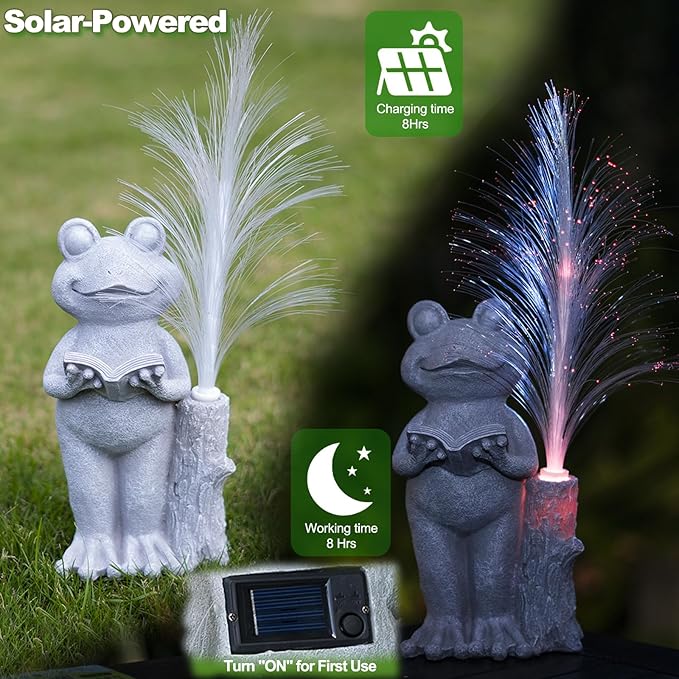 Solar Frog Garden Statue with Color-Changing Lights, Frog Figurine Garden Decor, Outdoor Lawn Decor for Patio, Yard, Balcony, Perfect Gardening & Housewarming Gifts for Women, Mom, Grandma
