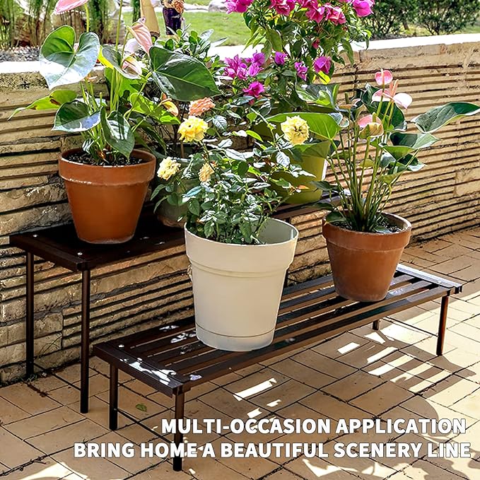 Metal Plant Stand, Rust-proof Aluminum Flower Pot Stand, Plants Display Stands Decoration Racks for Living Room Balconies and Gardens (60 Ebony)