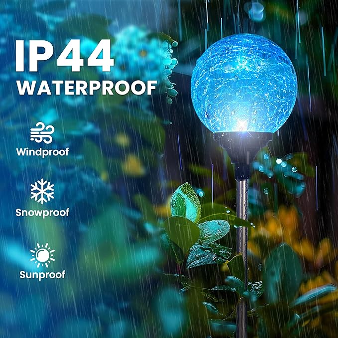 Gigalumi Solar Garden Lights Decorations 6 Pack, Outdoor Solar Lights for Yard Decorative, Multi-Colored Changing Garden Globes Waterproof Cracked Glass Ball with LED Lights Decor for Patio Landscape