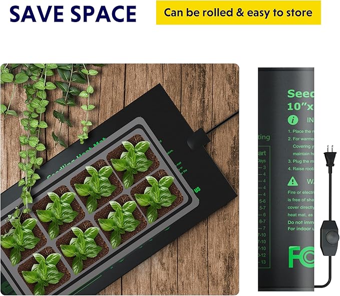 iPower 2 Pack 10"x20.75" Seeding Heat Mat, Adjustable Temperature Waterproof Durable Germination Station, Hydroponic Heating Pad for Indoor Gardening