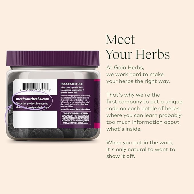 Gaia Herbs Black Elderberry (Sambucus Nigra) 40 Gummies