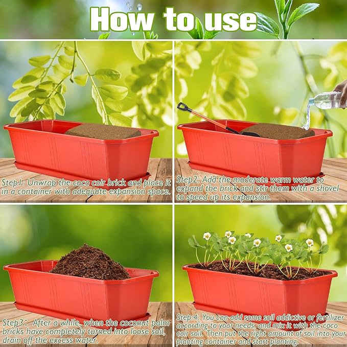 Halatool 3PCS Organic Coconut Coir Bricks Compressed Coco Coir Brick Nutrient Garden Soil with Low EC & pH Balance Premium Starting Soil Coconut Fiber Substrate for Plants Flowers Reptiles