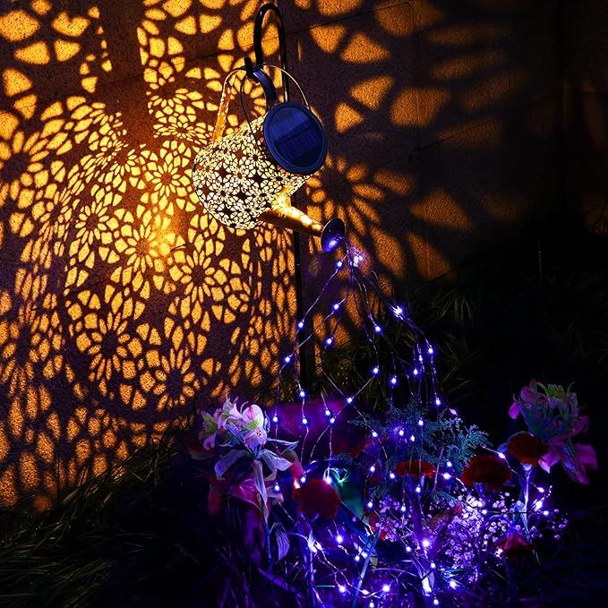 VOOKRY Solar Watering Can Lights, Large Hanging Solar Lights Outdoor Waterproof Garden Decor for Yard Porch Lawn Patio Outside Gardening Gifts for Mom Grandma Women Birthday(Purple)