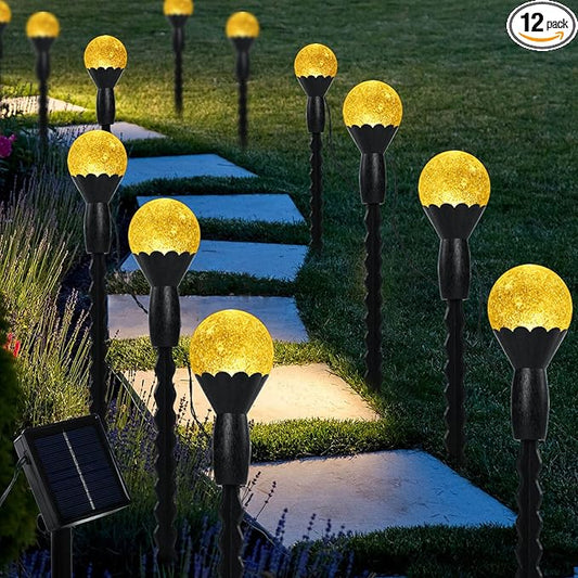 SEMILITS Solar Landscape Lights 12LED Bubble Beads Shaped Outdoor Solar String Lights for Path Garden Patio Decor