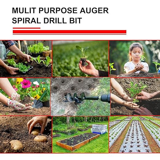 Garden Auger Drill Bit for Planting-1.6x16'' & 3.54x15.7,Ground Earth Spiral Drill Bit for 3/8" Hex Drive Drill, Yard Auger Drill for Bulbs Planting, Hole Digger Flowers,Umbrella Holes,Bedding Digging