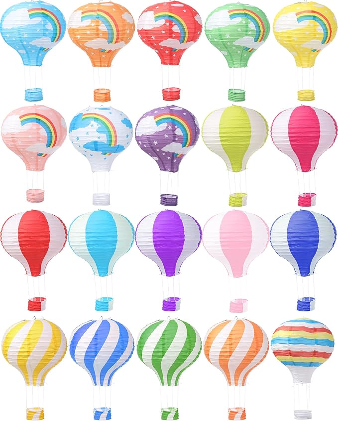 Treela 20 Pcs Hanging Hot Air Balloon Paper Lanterns 12 Inch Hot Air Balloon Decorations Centerpieces Reusable Chinese Japanese Paper Lantern for Birthday Wedding Baby Shower Christmas Party Festival