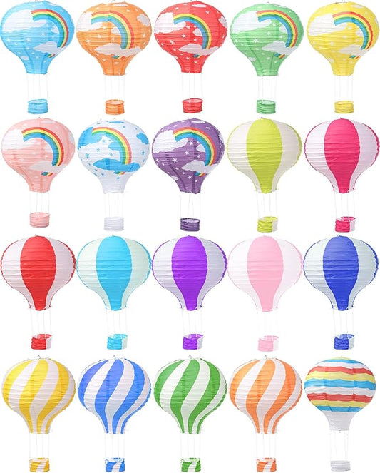 Treela 20 Pcs Hanging Hot Air Balloon Paper Lanterns 12 Inch Hot Air Balloon Decorations Centerpieces Reusable Chinese Japanese Paper Lantern for Birthday Wedding Baby Shower Christmas Party Festival