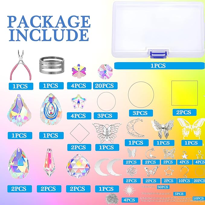 Orgrimmar Suncatchers, 300pcs Art and Crafts Making Supplies Kit for Adults Hanging Prism Sun Catcher with Crystals Rainbow Maker for Indoor Window Garden Decor