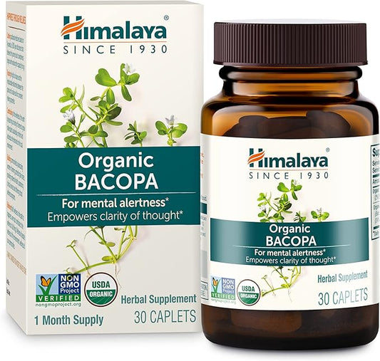 Himalaya Organic Bacopa Monnieri Nootropic Herbal 750 mg, 30 Plant-Based 30 Day