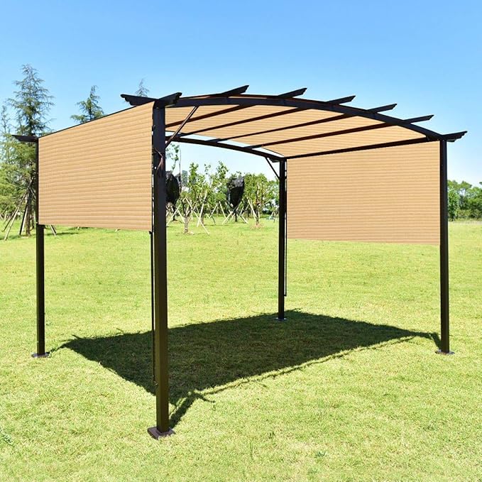 Eden's Decor Straight Flat-Edged Sun Shade Sail Rectangular 10' x 16' Beige UV-Blocking Outdoor Canopy Fabric Cloth Awning for Pergola Patio Garden Backyard Custom Size