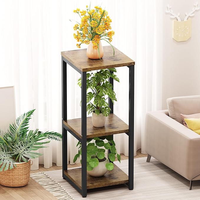 Plant Stand Indoor Corner Tall 3 Tier Metal Modern Flower Storage Plant Stands Holder for Living Room Balcony Garden,Black (3 Tier-Black)