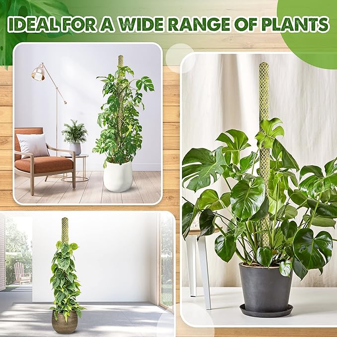 DUSPRO Stackable Mesh Moss Pole for Plants Monstera Potted Plant Stakes for Indoor Plants Extendable Plant Pole Moss Sticks for Plants Climbing Vine Supporting Monstera Trellis 2Pack 22''